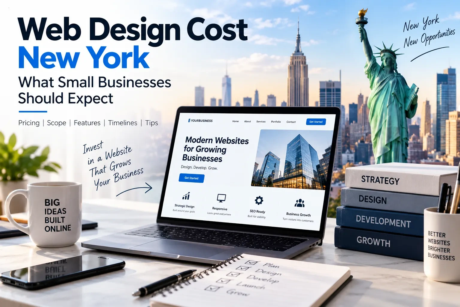 Professional web design cost planning for a small business in New York